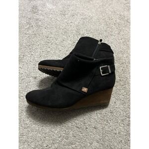 Dr. Scholl's Ankle Wedge Booties Sz 11 Black Platform Buckle Comfort Desert Boot